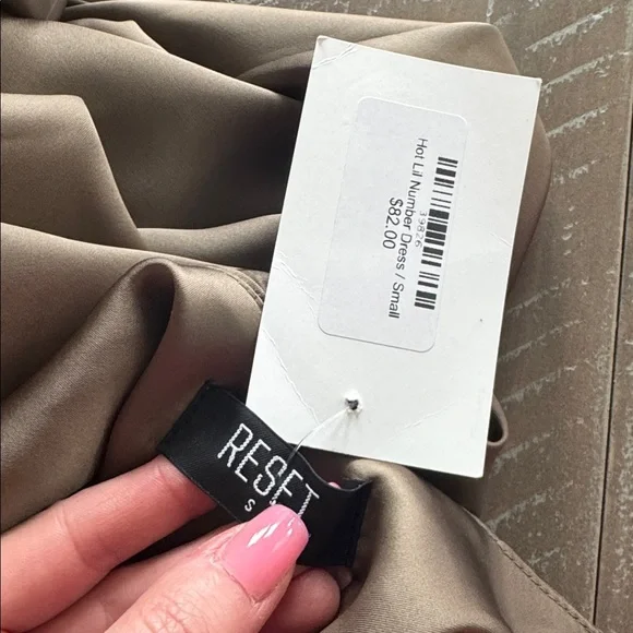 Sleek Satin Ruched Olive Green Midi Slip Flowy Dress - Picture 8 of 9